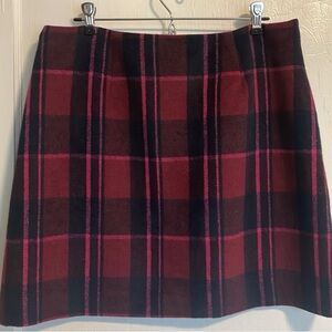 NWT Ann Taylor LOFT Burgundy, Black & Pink Plaid Mini Skirt, Sz 6!